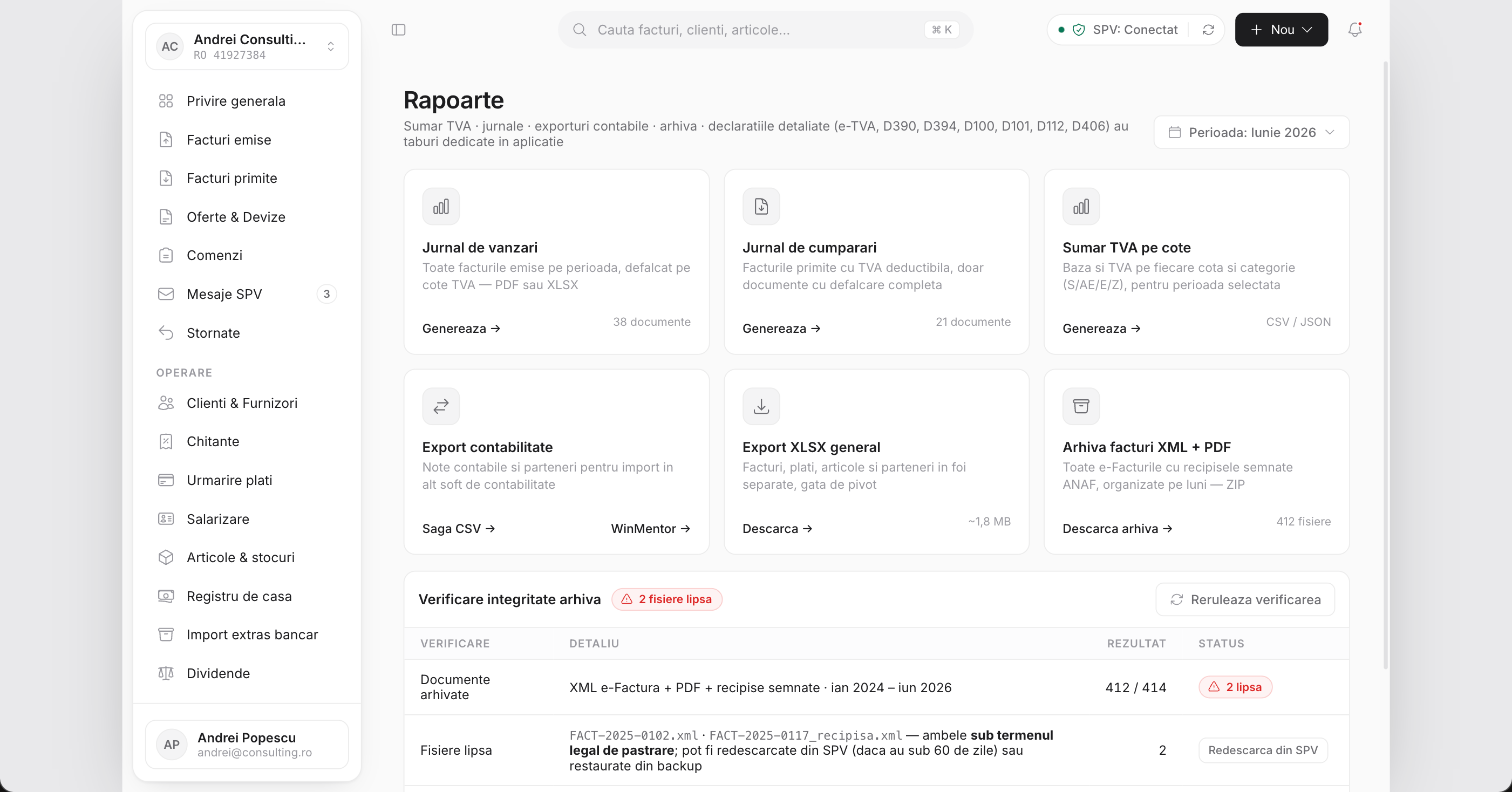 Clarito reports screen